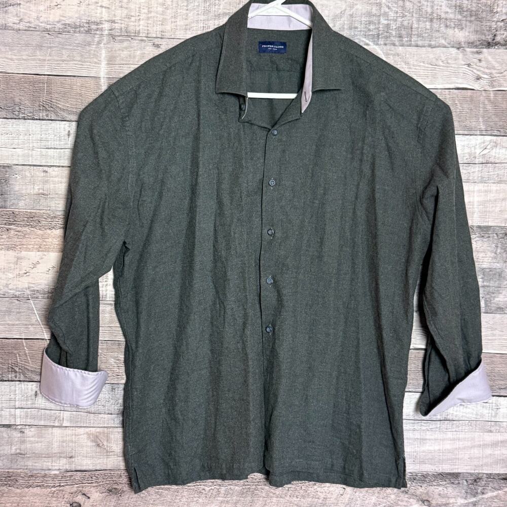 Proper Cloth Flip Cuff Shirt Mens 2XL Gray Button Up Business Casual